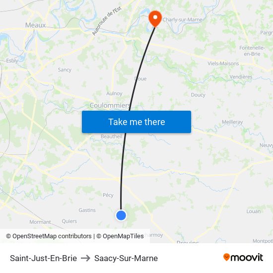 Saint-Just-En-Brie to Saacy-Sur-Marne map
