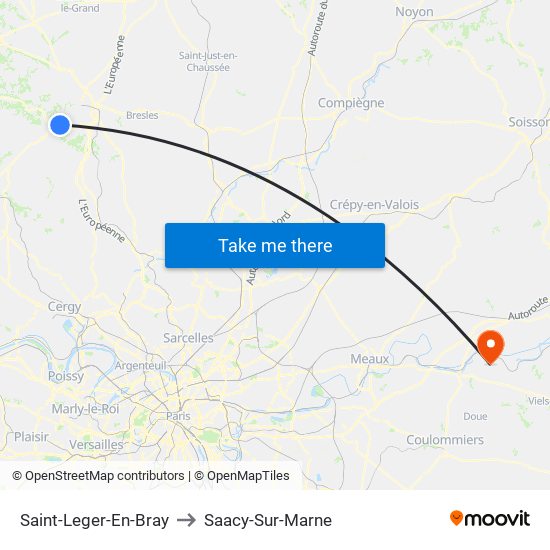 Saint-Leger-En-Bray to Saacy-Sur-Marne map