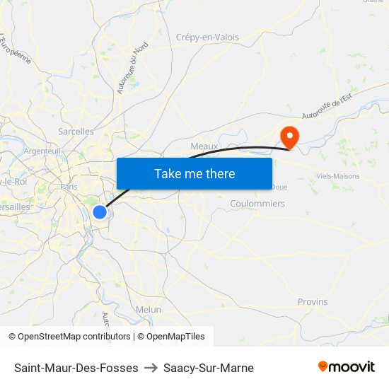 Saint-Maur-Des-Fosses to Saacy-Sur-Marne map