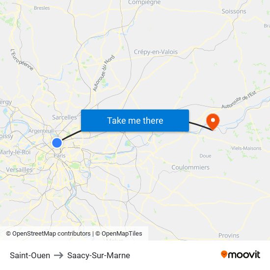 Saint-Ouen to Saacy-Sur-Marne map