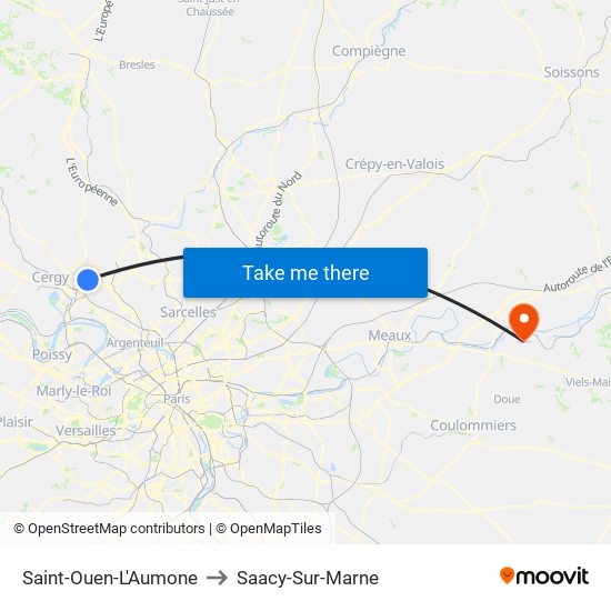 Saint-Ouen-L'Aumone to Saacy-Sur-Marne map