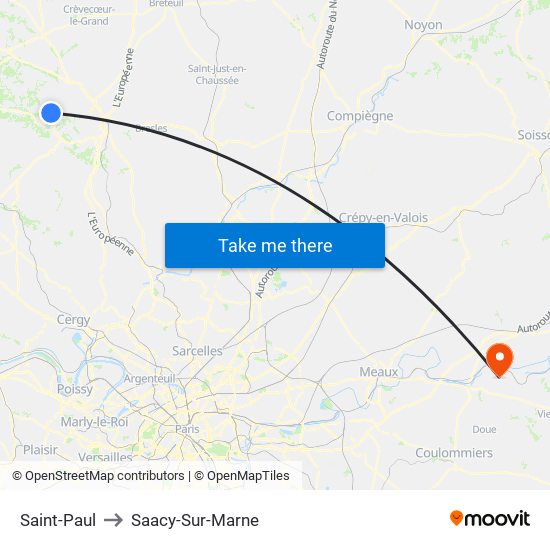 Saint-Paul to Saacy-Sur-Marne map