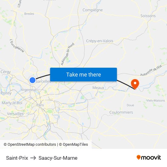 Saint-Prix to Saacy-Sur-Marne map