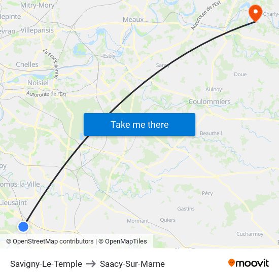 Savigny-Le-Temple to Saacy-Sur-Marne map