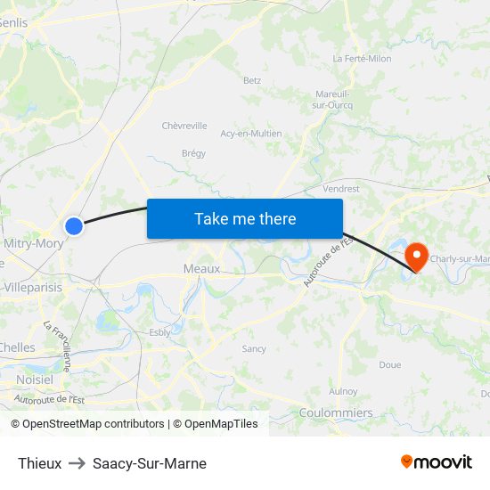 Thieux to Saacy-Sur-Marne map