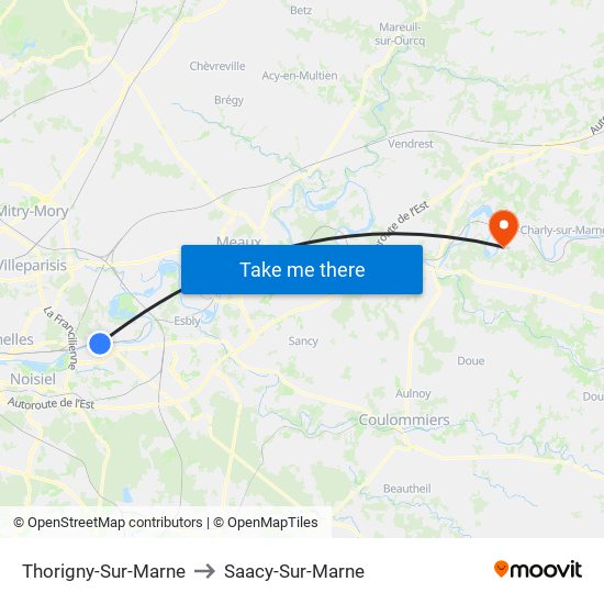 Thorigny-Sur-Marne to Saacy-Sur-Marne map