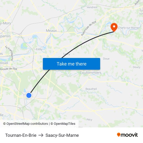 Tournan-En-Brie to Saacy-Sur-Marne map