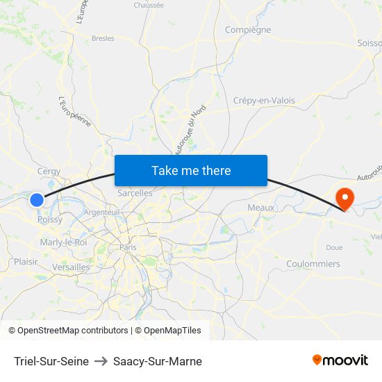 Triel-Sur-Seine to Saacy-Sur-Marne map