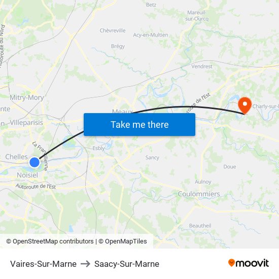 Vaires-Sur-Marne to Saacy-Sur-Marne map