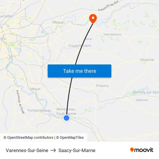 Varennes-Sur-Seine to Saacy-Sur-Marne map