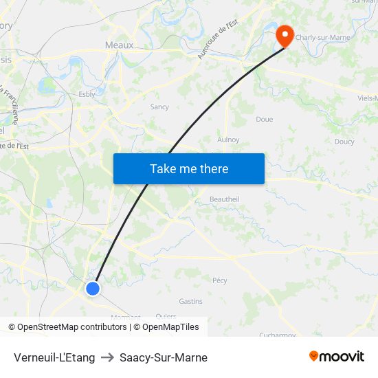 Verneuil-L'Etang to Saacy-Sur-Marne map