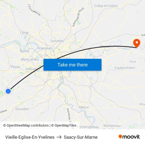 Vieille-Eglise-En-Yvelines to Saacy-Sur-Marne map