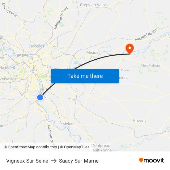 Vigneux-Sur-Seine to Saacy-Sur-Marne map