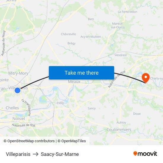 Villeparisis to Saacy-Sur-Marne map