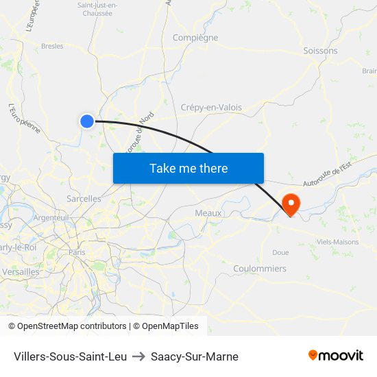 Villers-Sous-Saint-Leu to Saacy-Sur-Marne map