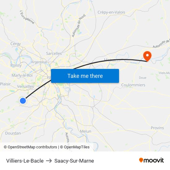Villiers-Le-Bacle to Saacy-Sur-Marne map