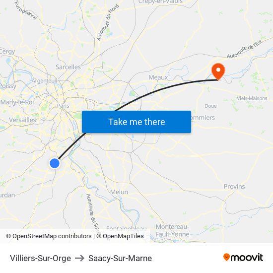 Villiers-Sur-Orge to Saacy-Sur-Marne map