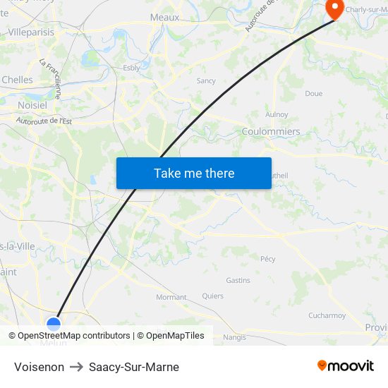 Voisenon to Saacy-Sur-Marne map