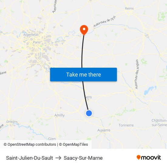 Saint-Julien-Du-Sault to Saacy-Sur-Marne map