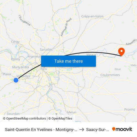 Saint-Quentin En Yvelines - Montigny-Le-Bretonneux to Saacy-Sur-Marne map