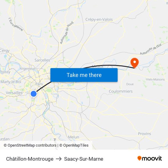 Châtillon-Montrouge to Saacy-Sur-Marne map