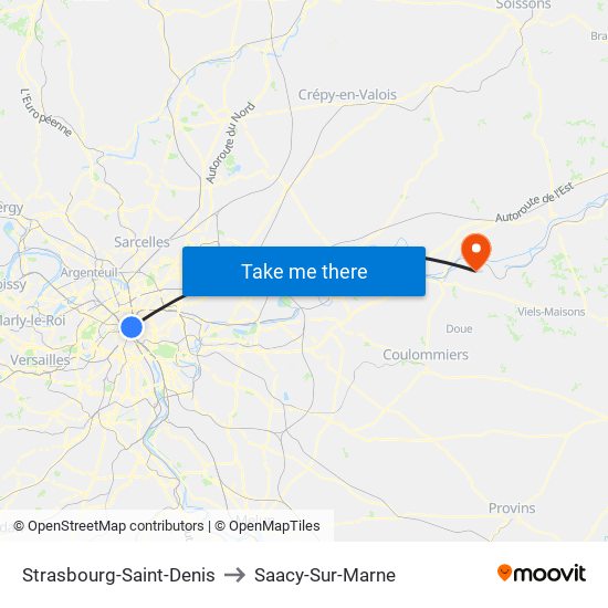 Strasbourg-Saint-Denis to Saacy-Sur-Marne map