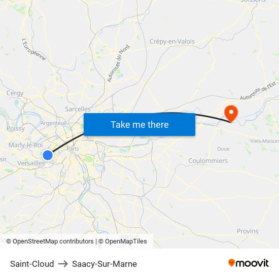 Saint-Cloud to Saacy-Sur-Marne map