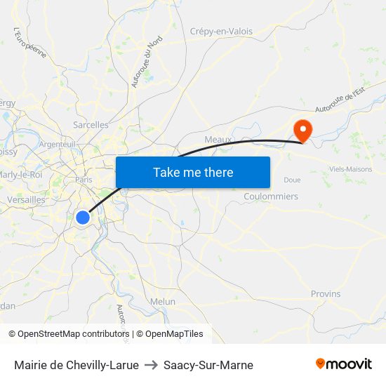 Mairie de Chevilly-Larue to Saacy-Sur-Marne map
