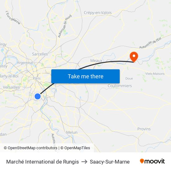 Marché International de Rungis to Saacy-Sur-Marne map