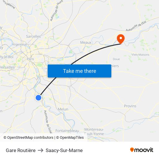 Gare Routière to Saacy-Sur-Marne map