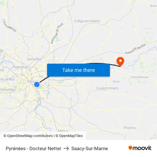 Pyrénées - Docteur Netter to Saacy-Sur-Marne map