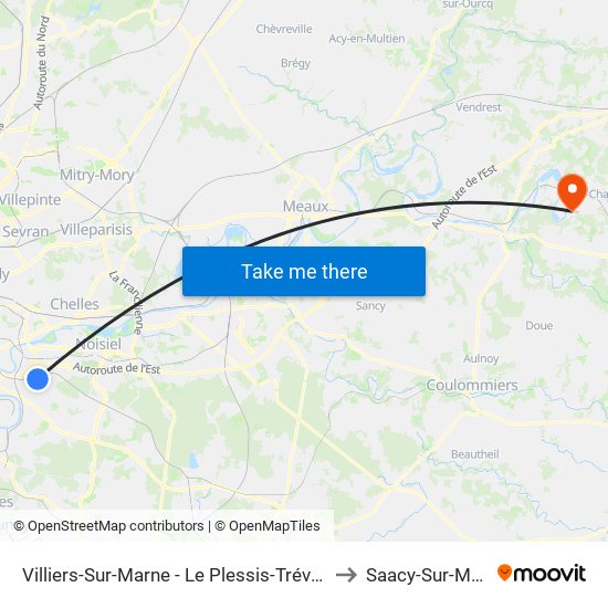Villiers-Sur-Marne - Le Plessis-Trévise RER to Saacy-Sur-Marne map