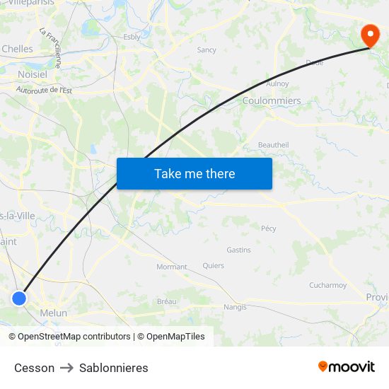 Cesson to Sablonnieres map