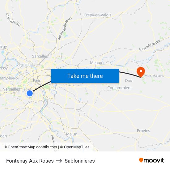 Fontenay-Aux-Roses to Sablonnieres map