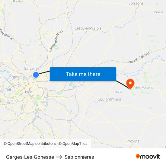 Garges-Les-Gonesse to Sablonnieres map