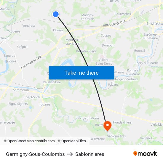 Germigny-Sous-Coulombs to Sablonnieres map