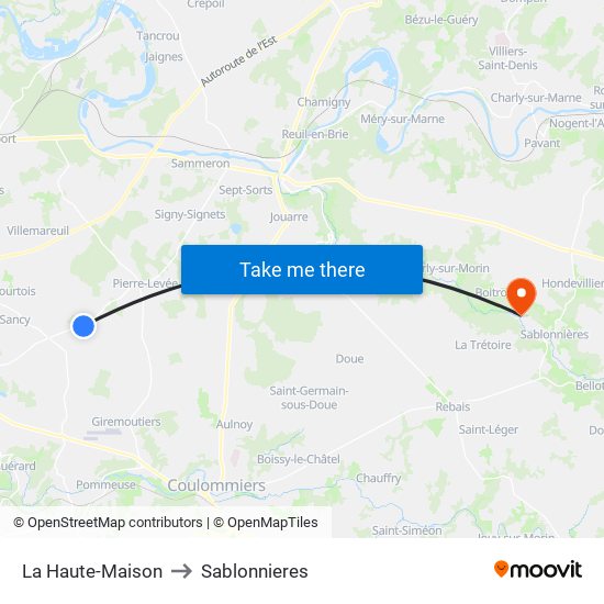 La Haute-Maison to Sablonnieres map