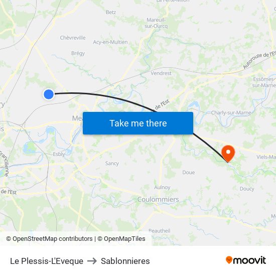 Le Plessis-L'Eveque to Sablonnieres map