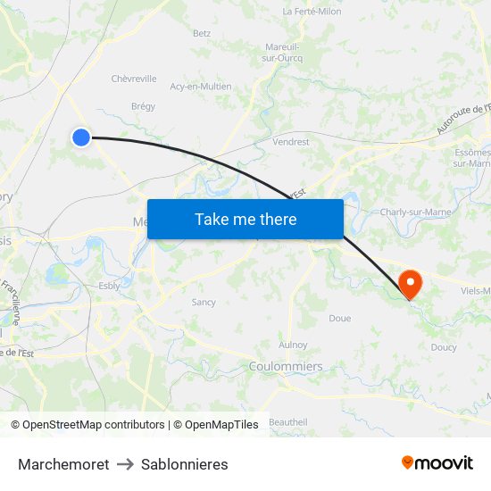 Marchemoret to Sablonnieres map