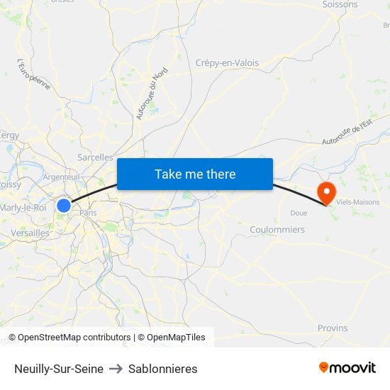 Neuilly-Sur-Seine to Sablonnieres map