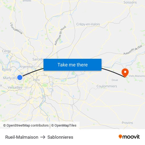 Rueil-Malmaison to Sablonnieres map