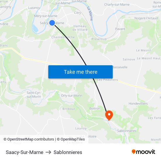 Saacy-Sur-Marne to Sablonnieres map