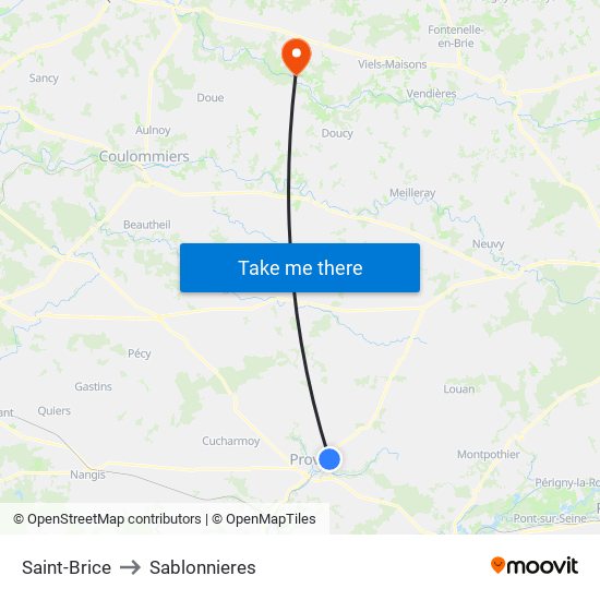 Saint-Brice to Sablonnieres map
