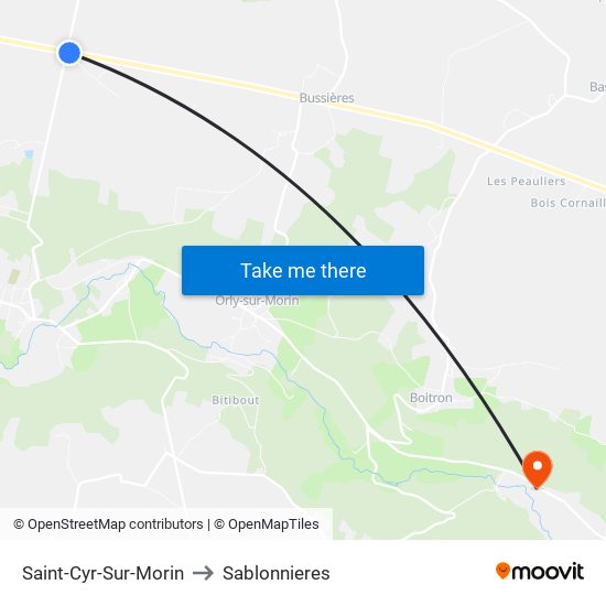 Saint-Cyr-Sur-Morin to Sablonnieres map