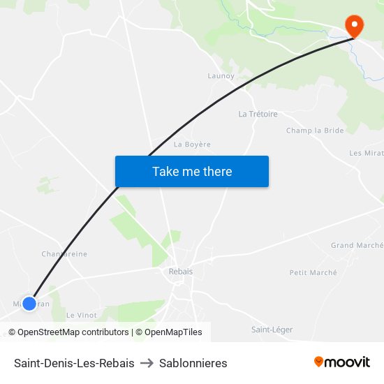 Saint-Denis-Les-Rebais to Sablonnieres map