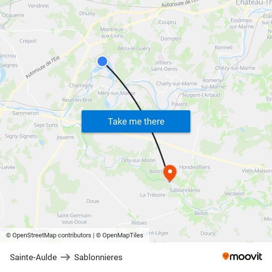 Sainte-Aulde to Sablonnieres map