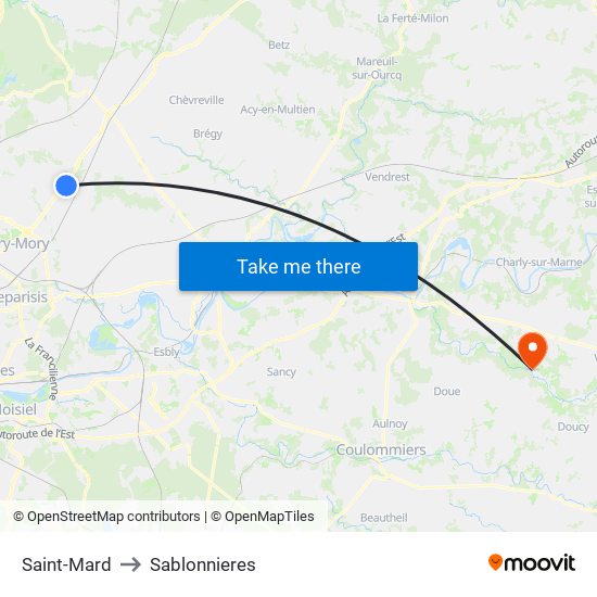 Saint-Mard to Sablonnieres map