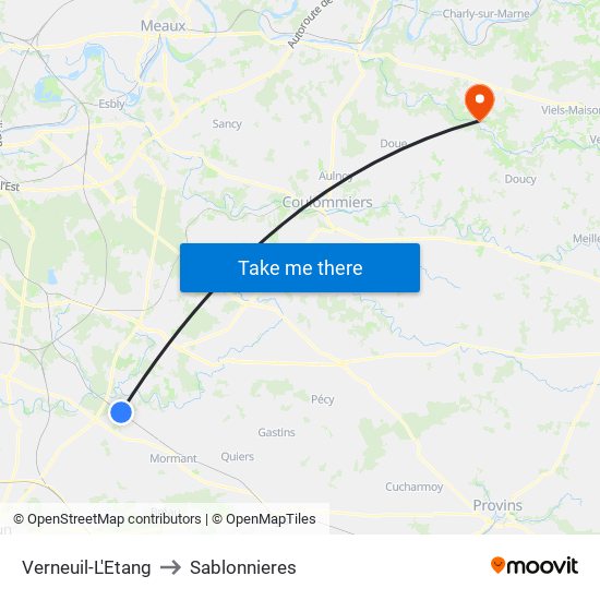 Verneuil-L'Etang to Sablonnieres map