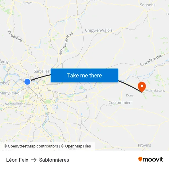 Léon Feix to Sablonnieres map