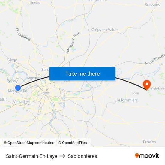 Saint-Germain-En-Laye to Sablonnieres map